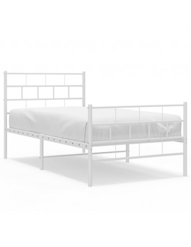 Giroletto con Testiera e Pediera Metallo Bianco 100x200 cm