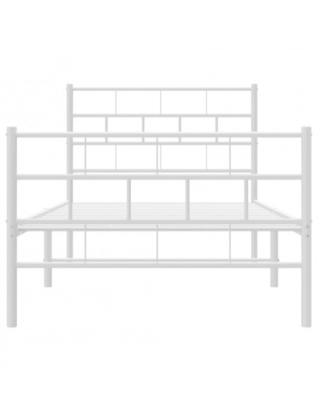 Giroletto con Testiera e Pediera Metallo Bianco 100x200 cm