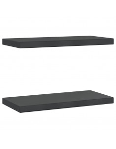 Mensole a Muro 2 pz 50x23,5x3 cm Nero in Acciaio Inossidabile 2