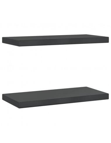 Mensole a Muro 2 pz 50x23,5x3 cm Nero in Acciaio Inossidabile