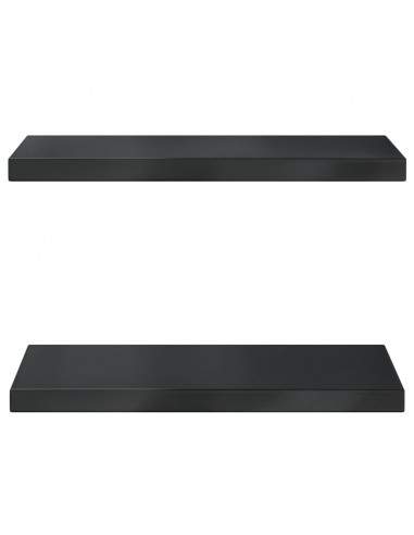 Mensole a Muro 2 pz 50x23,5x3 cm Nero in Acciaio Inossidabile