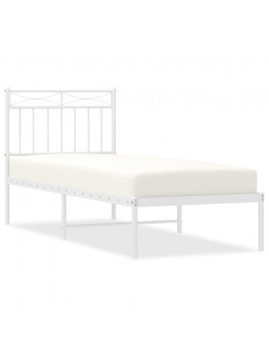 Giroletto con Testiera Metallo Bianco 80x200 cm