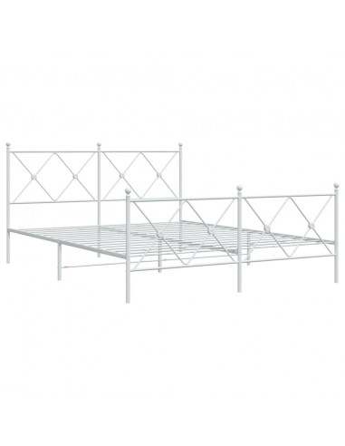 Giroletto con Testiera e Pediera Metallo Bianco 150x200 cm