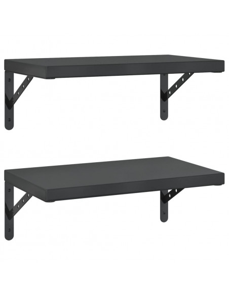 Mensole a Muro 2 pz 50x30 cm Nero in Acciaio Inossidabile