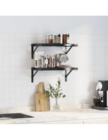 Mensole a Muro 2 pz 50x30 cm Nero in Acciaio Inossidabile
