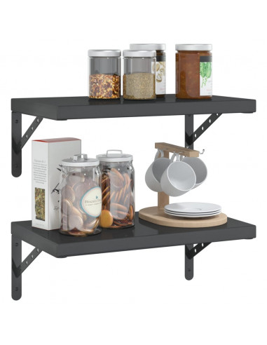 Mensole a Muro 2 pz 50x30 cm Nero in Acciaio Inossidabile