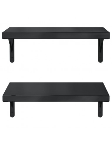 Mensole a Muro 2 pz 50x30 cm Nero in Acciaio Inossidabile