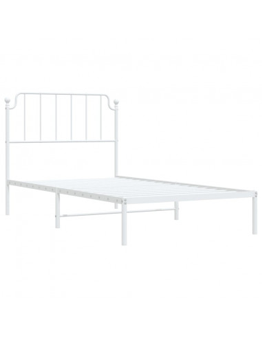 Giroletto con Testiera Metallo Bianco 100x200 cm