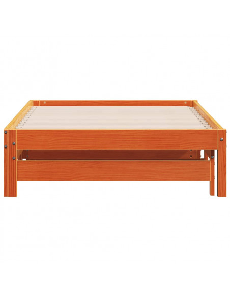Divano con Letto Estraibile Marrone Cera 90x190cm Massello Pino
