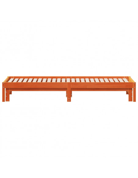 Divano con Letto Estraibile Marrone Cera 90x190cm Massello Pino