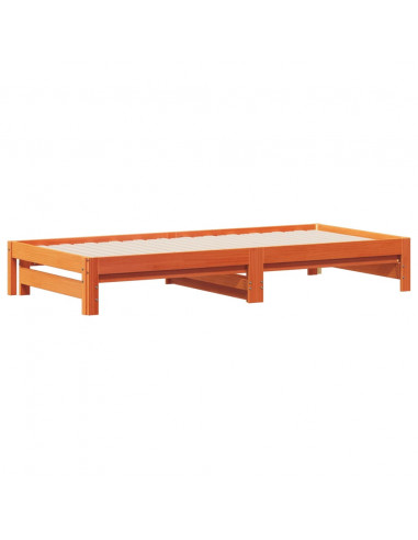 Divano con Letto Estraibile Marrone Cera 90x190cm Massello Pino