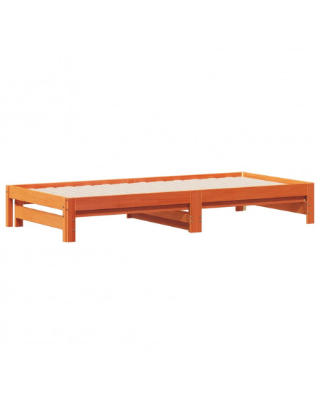 Divano con Letto Estraibile Marrone Cera 90x190cm Massello Pino