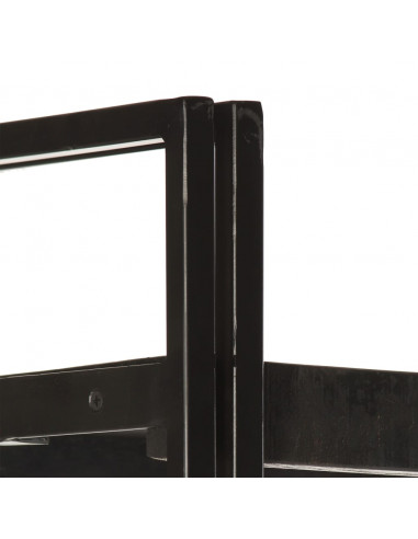 Libreria a 3 Ripiani 90x30x80cm Nero in Legno Massello di Mango