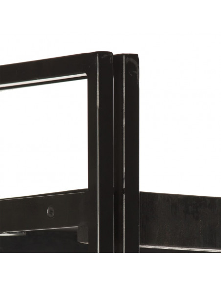 Libreria a 3 Ripiani 90x30x80cm Nero in Legno Massello di Mango