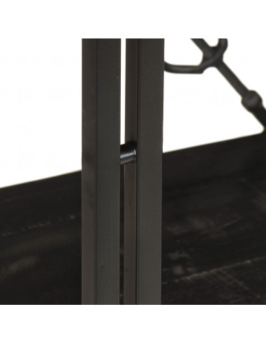 Libreria a 3 Ripiani 90x30x80cm Nero in Legno Massello di Mango