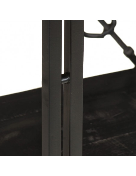 Libreria a 3 Ripiani 90x30x80cm Nero in Legno Massello di Mango