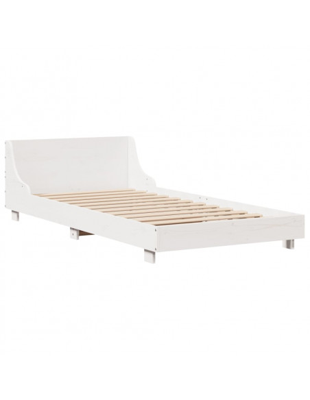 Giroletto con Testiera Bianco 90x200 cm Legno Massello di Pino