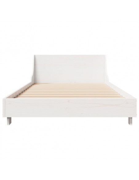 Giroletto con Testiera Bianco 90x200 cm Legno Massello di Pino
