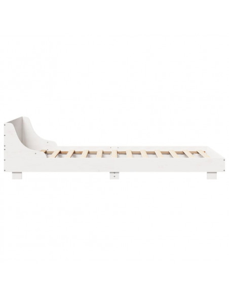 Giroletto con Testiera Bianco 90x200 cm Legno Massello di Pino