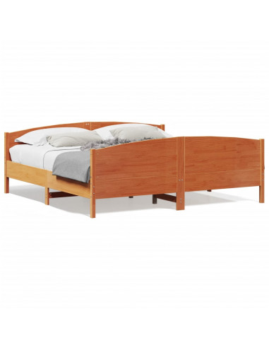 Giroletto con Testiera Marrone Cera 200x200 cm Massello Pino