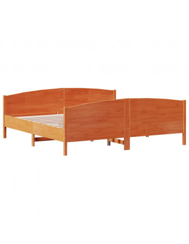 Giroletto con Testiera Marrone Cera 200x200 cm Massello Pino