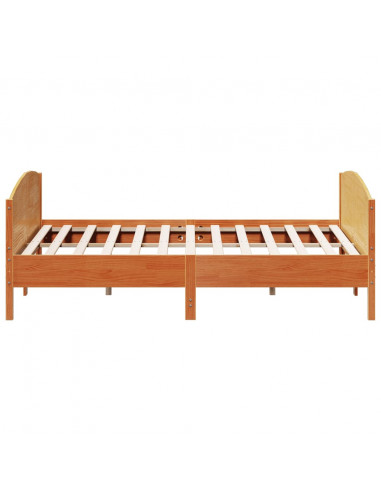 Giroletto con Testiera Marrone Cera 200x200 cm Massello Pino