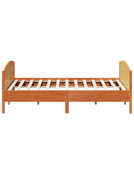 Giroletto con Testiera Marrone Cera 200x200 cm Massello Pino