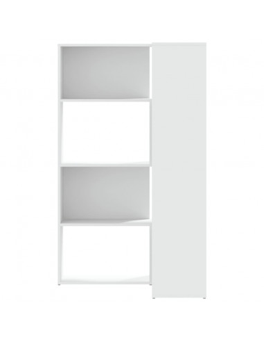 Libreria Angolare 4Ripiani Bianca 85x85x140cm Legno Multistrato