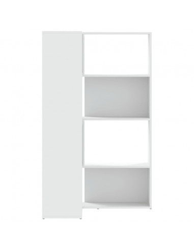 Libreria Angolare 4Ripiani Bianca 85x85x140cm Legno Multistrato