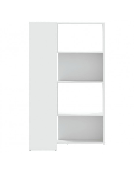Libreria Angolare 4Ripiani Bianca 85x85x140cm Legno Multistrato