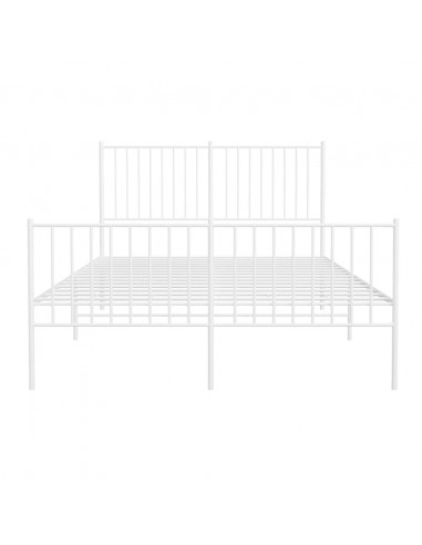 Giroletto con Testiera e Pediera Metallo Bianco 140x190 cm