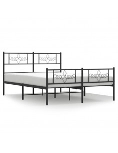 Giroletto con Testiera e Pediera Metallo Nero 140x190 cm 2