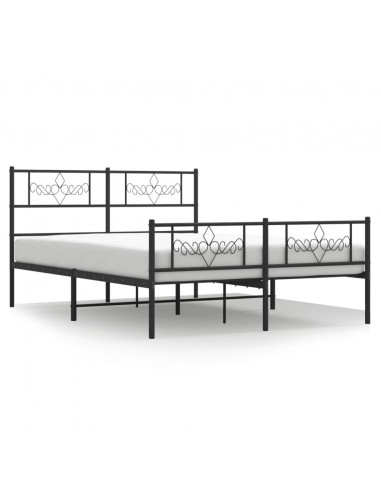 Giroletto con Testiera e Pediera Metallo Nero 140x190 cm