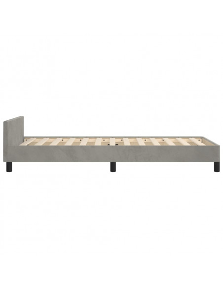 Giroletto con Testiera Grigio Chiaro 90x200 cm in Velluto