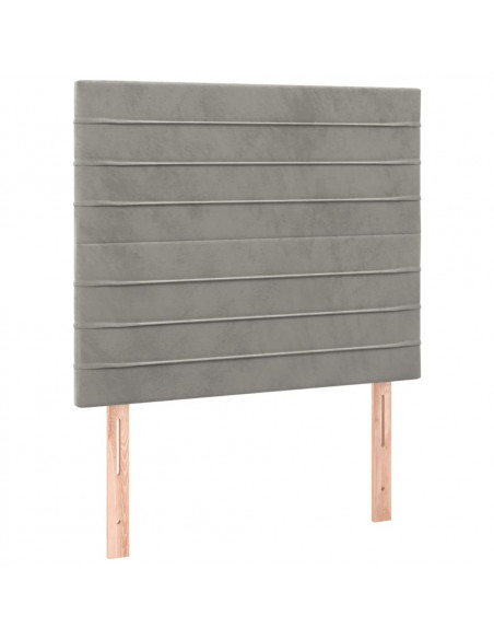 Giroletto con Testiera Grigio Chiaro 90x200 cm in Velluto