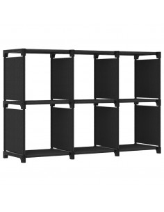 Mensola con 6 Vani a Cubo Nera 103x30x72,5 cm in Tessuto 2