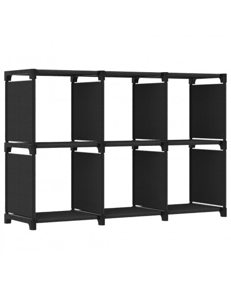 Mensola con 6 Vani a Cubo Nera 103x30x72,5 cm in Tessuto