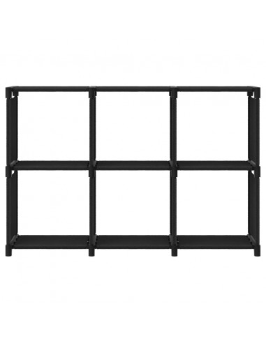 Mensola con 6 Vani a Cubo Nera 103x30x72,5 cm in Tessuto