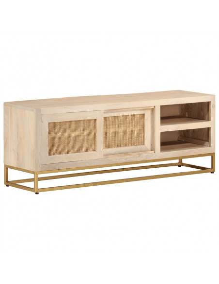 Mobile Porta TV 110x30x40 cm in Legno Massello di Mango e Ferro