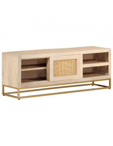 Mobile Porta TV 110x30x40 cm in Legno Massello di Mango e Ferro