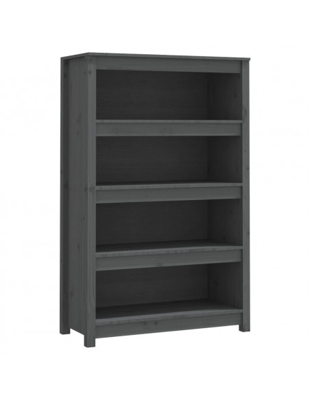 Libreria Grigia 80x35x126 cm in Legno Massello di Pino