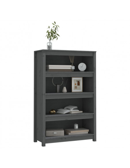 Libreria Grigia 80x35x126 cm in Legno Massello di Pino