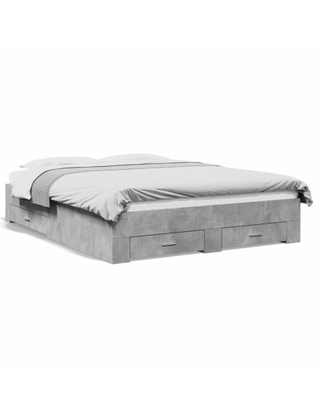 Giroletto Cassetti Grigio Cemento 160x200 cm Legno Multistrato