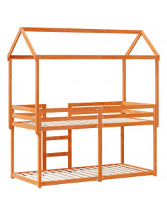 Letto a Castello con Tetto Marrone Cera 90x190 cm Massello Pino 2