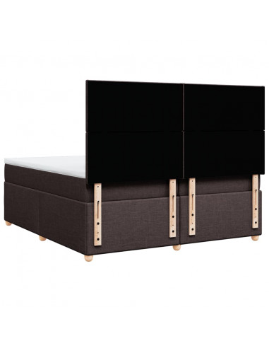 Giroletto a Molle con Materasso Marrone Scuro 200x200cm Tessuto