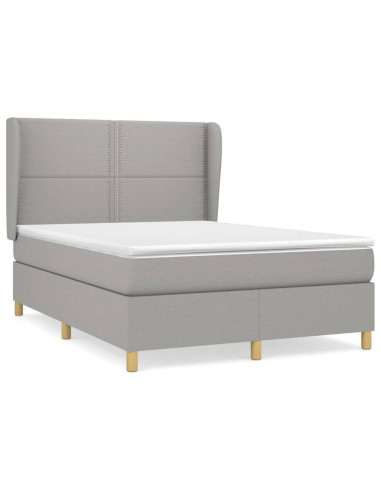 Giroletto a Molle con Materasso Grigio Chiaro 140x190cm Tessuto