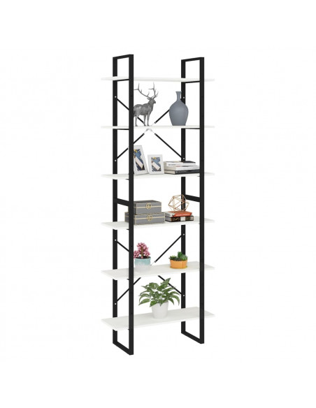 Scaffale Alto Bianco 80x30x210 cm in Legno Massello di Pino