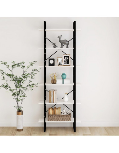 Scaffale Alto Bianco 80x30x210 cm in Legno Massello di Pino