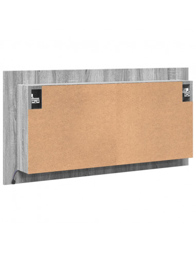 Armadietto a Specchio con LED Grigio Sonoma 90x12x45cm Acrilico