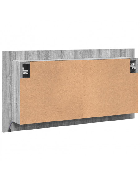 Armadietto a Specchio con LED Grigio Sonoma 90x12x45cm Acrilico